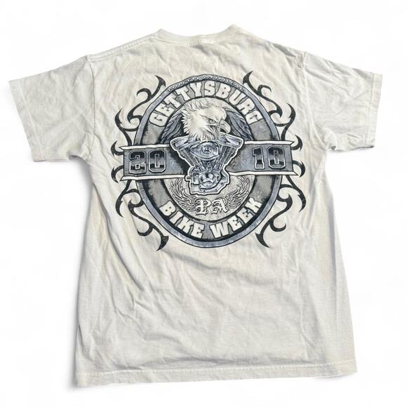 2010 Ghettysburg PA Bike Week Eagle Chopper Engine Black and White Graphic Shirt - Picture 1 of 7
